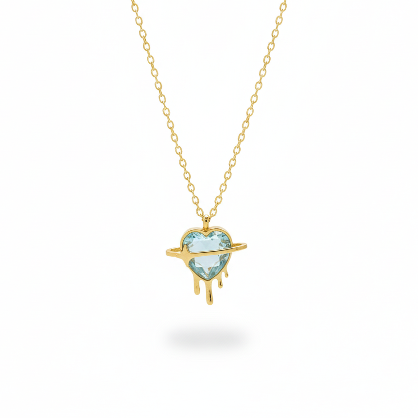 Blue heart collier