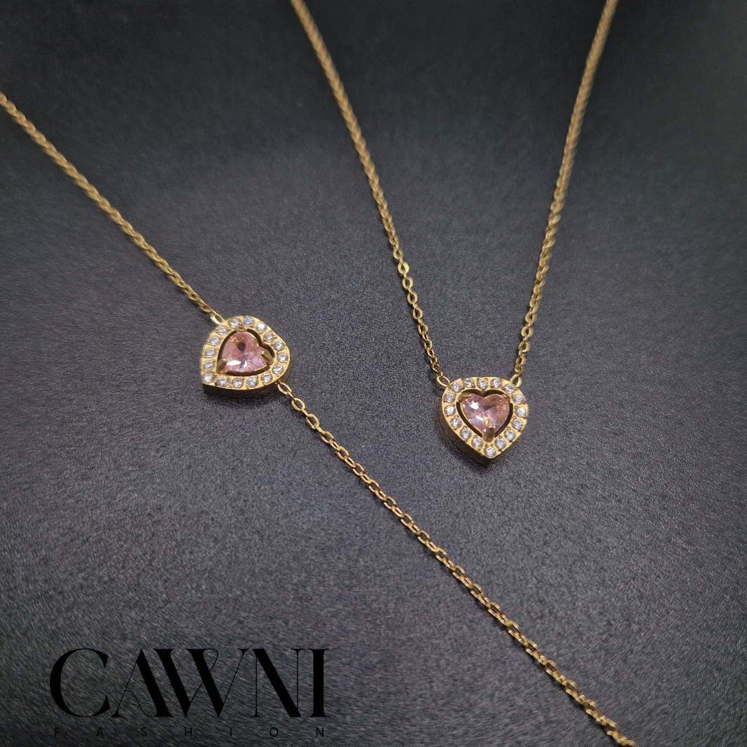 ens rose heart collier + gourmette