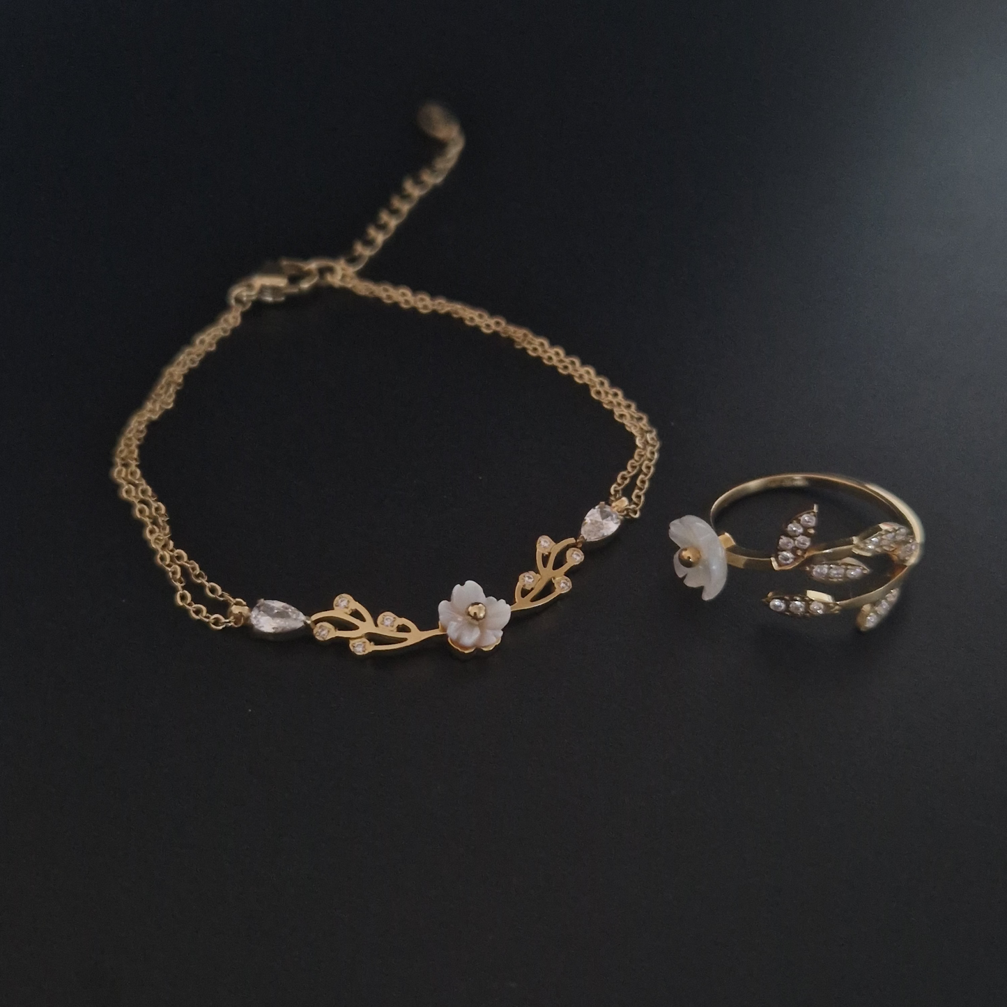 ens flower v2 ( gourmette + bague ajustable)