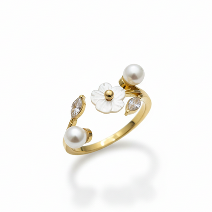 ens white flower - collier +  bague
