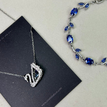 Ensemble Swan necklace blue X tulip bracelet blue