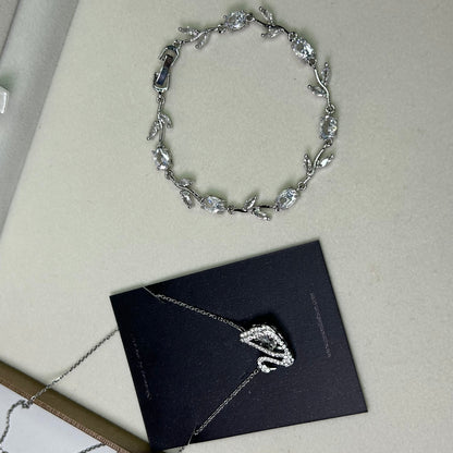 Ensemble Swan necklace blue X tulip bracelet blue