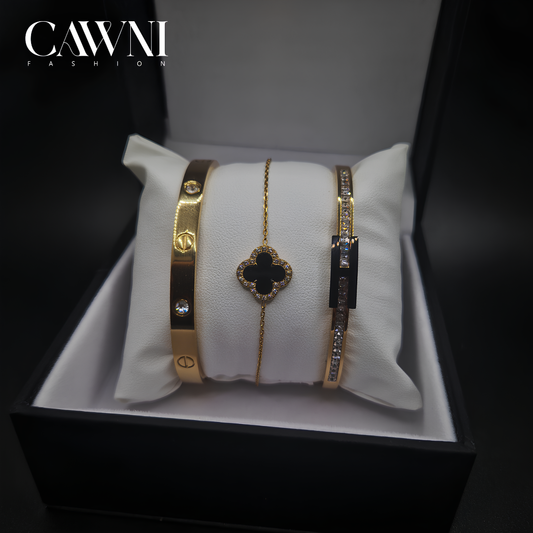 ens CartLeaf 3 bracelets Gold avec la boite