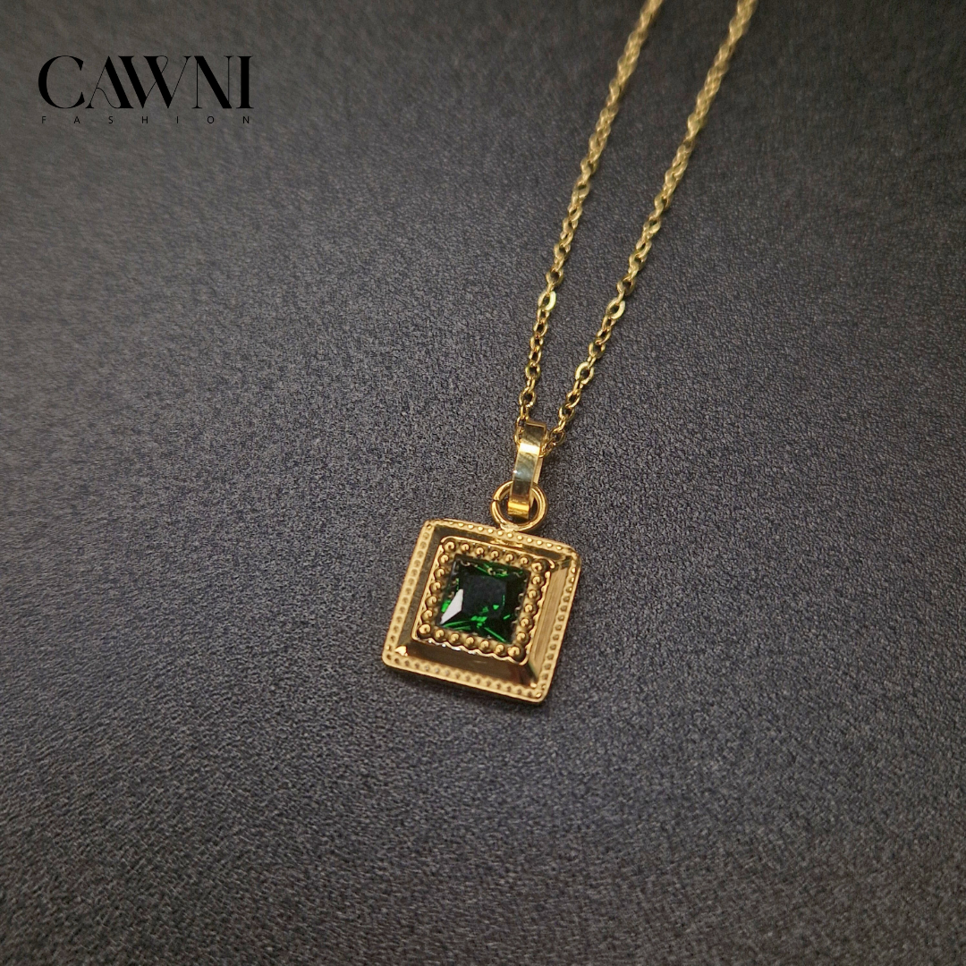 CAWNIfashion-Green Gem collier