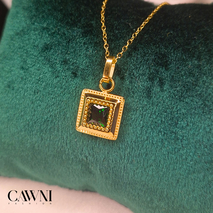 CAWNIfashion-Green Gem collier