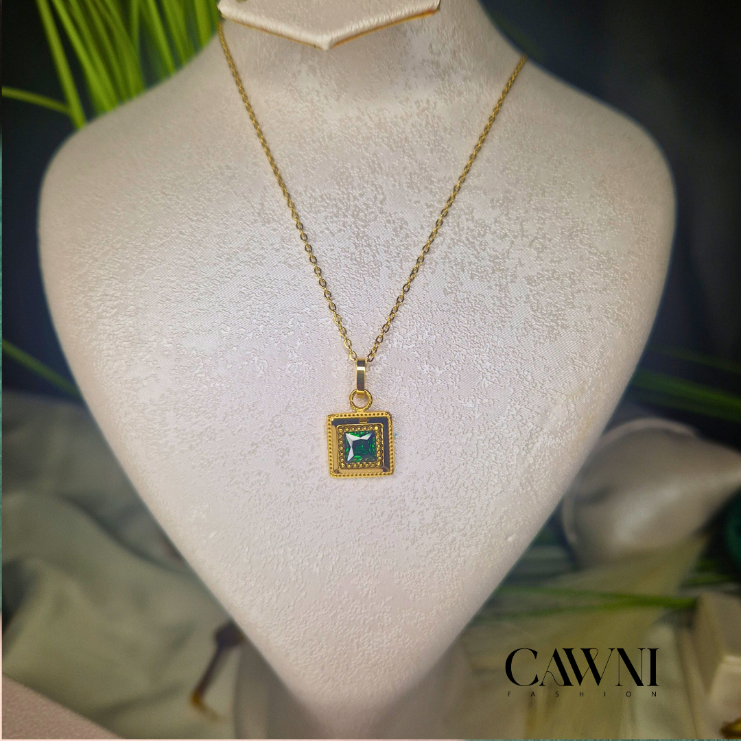 CAWNIfashion-Green Gem collier