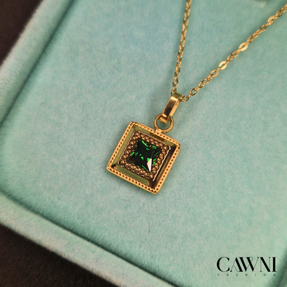 CAWNIfashion-Green Gem collier