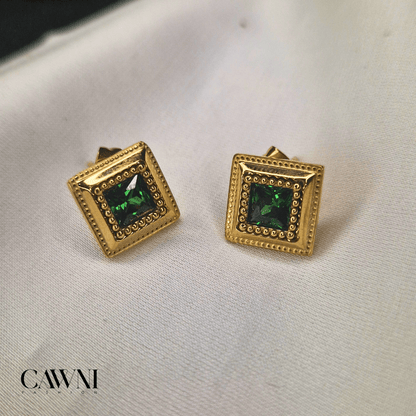 CAWNIfashion - boucles d'oreilles Green Gem - CAWNIfashion