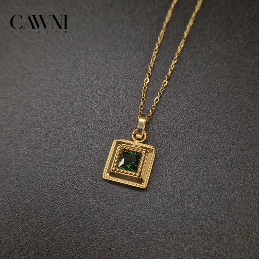 CAWNIfashion - Green Gem collier - CAWNIfashion